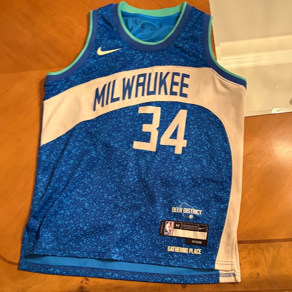 Nike Milwaukee Blue and White Jersey